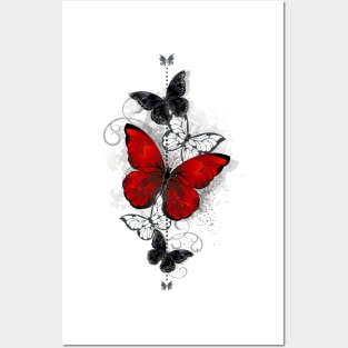 Red and Black Butterflies Posters and Art